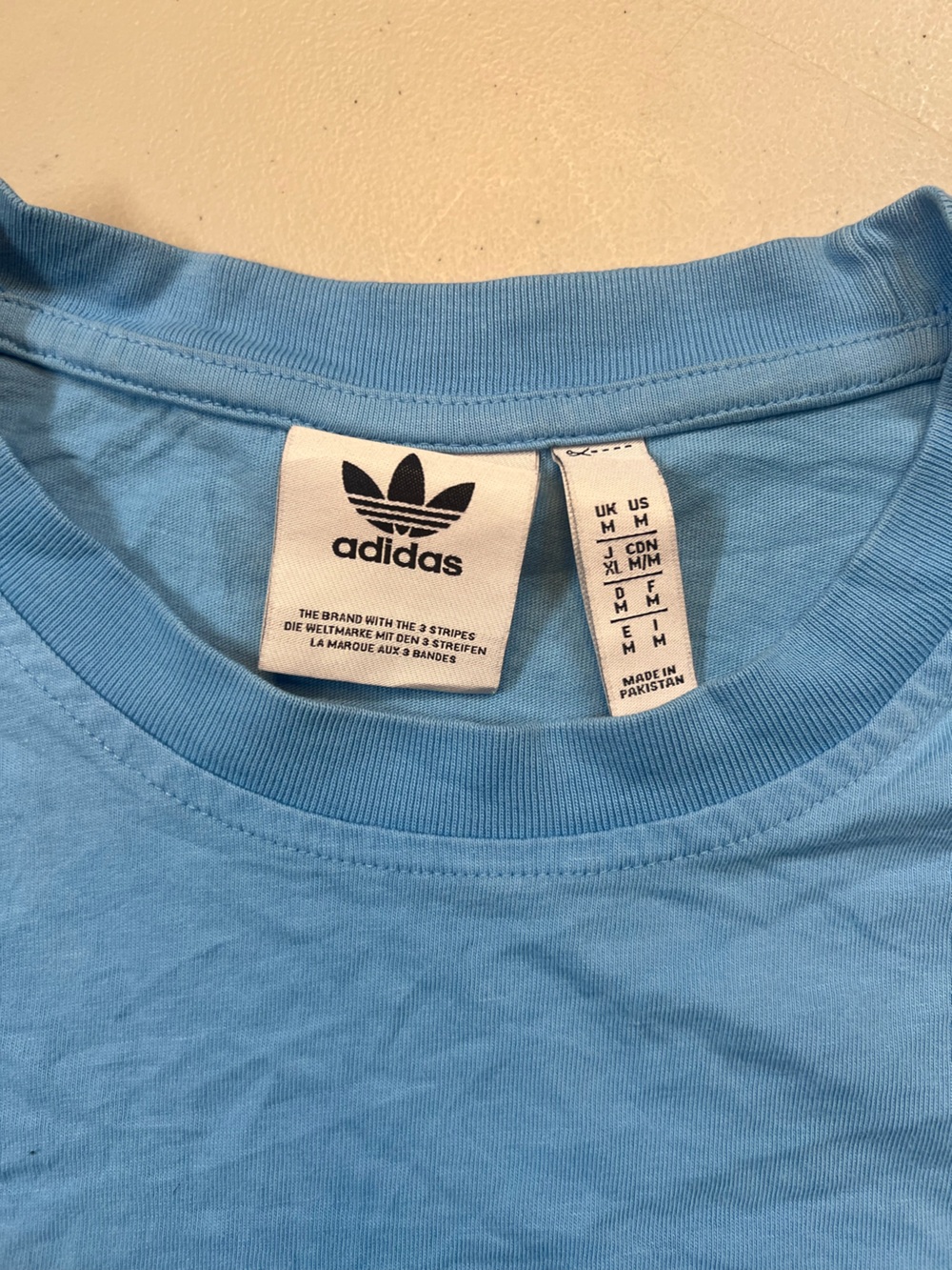 Adidas Originals Trefoil Logo T-Shirt Sky Blue Men’s Medium - Picture 2 of 5